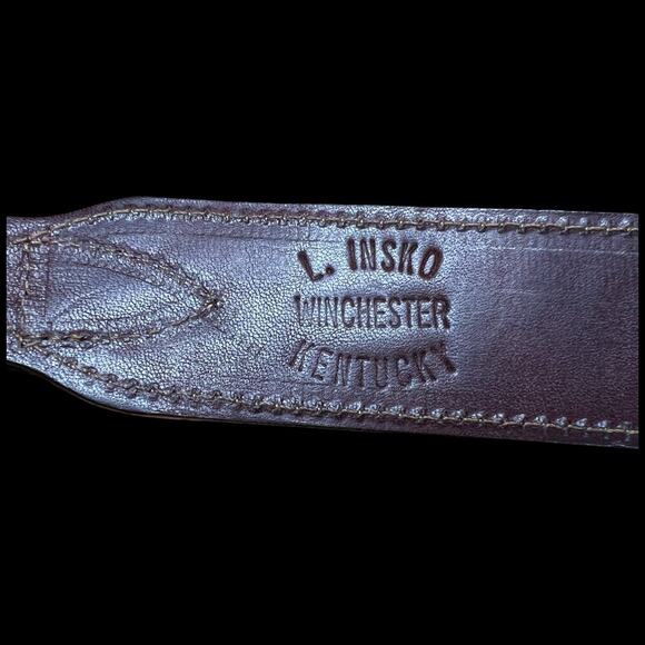 L. Insko Winchester Kentucky Custom Brown Women's Leather Needlepoint Belt - Picture 6 of 10